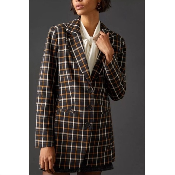 Maeve Anthropologie Oversized Plaid Equestrian Blazer - Picture 8 of 10